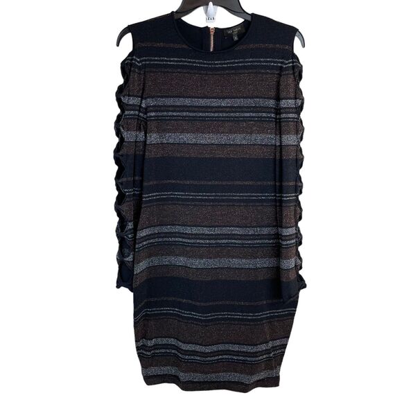 Ted Baker Simona Bow Detail Knitted Bodycon Dress, Black Size 2 US Cocktail - Picture 2 of 10